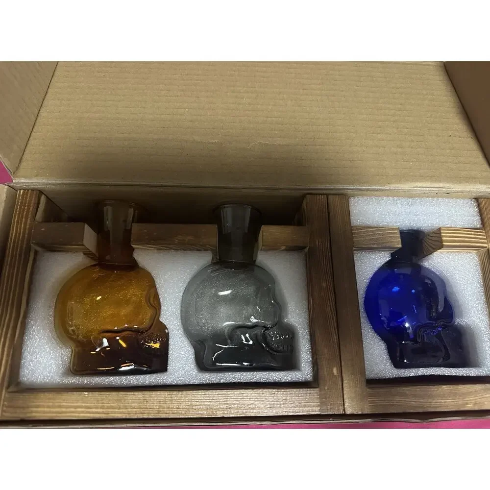 Halloween Skull Plant Terrarium Kit Glass Vases for Home Office Decor 3 Colors
